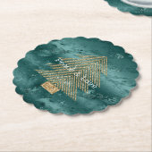 Green Marble Gold Glitter-kerstboom Kartonnen Onderzetters (Gekanteld)
