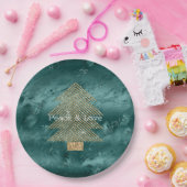 Green Marble Gold Glitter-kerstboom Papieren Bordje (Feest)