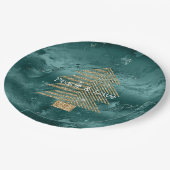 Green Marble Gold Glitter-kerstboom Papieren Bordje (Gekanteld)