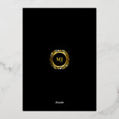 Green Marble Gold Laurel Crest & Black Uitnodiging (Achterkant)