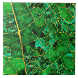 Green Marble Leaf Tegeltje