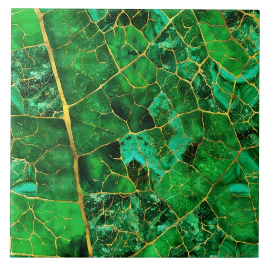 Green Marble Leaf Tegeltje (Voorkant)