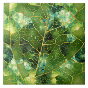 Green Marble Leaf Tegeltje