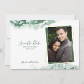 Green Marble Ombre Gold Lijst Save the Date Aankondiging (Voorkant)