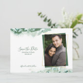 Green Marble Ombre Gold Lijst Save the Date Aankondiging (Staand voorkant)