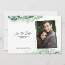 Green Marble Ombre Gold Lijst Save the Date