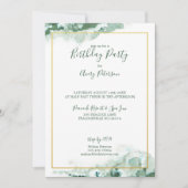 Green Marble Ombre Gold Lijst Unisex Birthday Kaart (Voorkant)