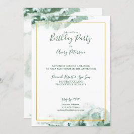 Green Marble Ombre Gold Lijst Unisex Birthday Kaart