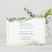 Green Marble Ombre Gold Lijst Wedding Aankondiging (Staand voorkant)