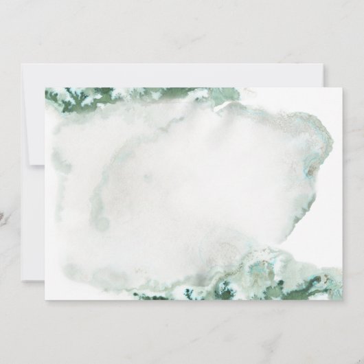 Green Marble Ombre Gold Lijst Wedding Aankondiging (Achterkant)