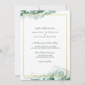 Green Marble Ombre Gold Lijst Wedding Kaart (Voorkant)