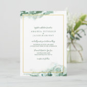Green Marble Ombre Gold Lijst Wedding Kaart (Staand voorkant)