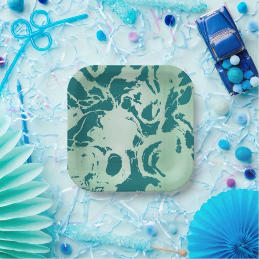 Green Marble Papieren Bordje (Feest)