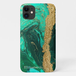 Green Marble Stone Texture Gold Glitter Case-Mate iPhone Case