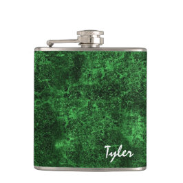 GREEN MARBLE Texture Custom Name Flask v13 Heupfles