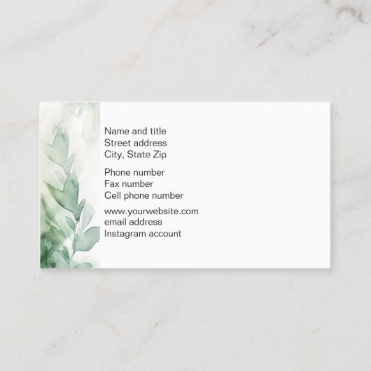 Green Marble Visitekaartje (Achterkant)