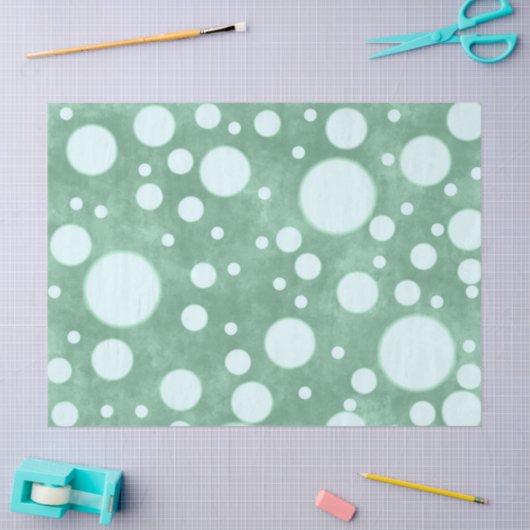 Green Marble White Polka Dots Pattern Decoupage Tissuepapier (Craft)