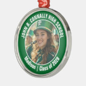 Green Marching Band Foto Middelbare School Kerstmi Metalen Ornament (Links)