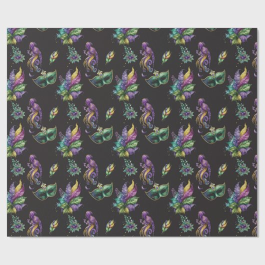 Green Mardi Gras Mask Cadeaupapier (Vlak)