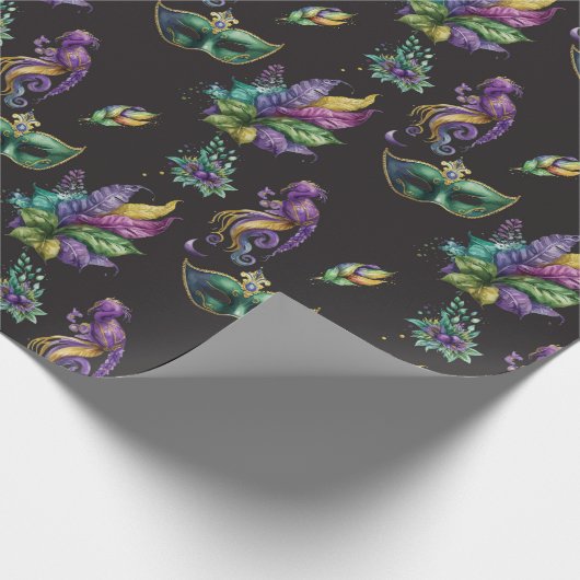 Green Mardi Gras Mask Cadeaupapier (Hoek)