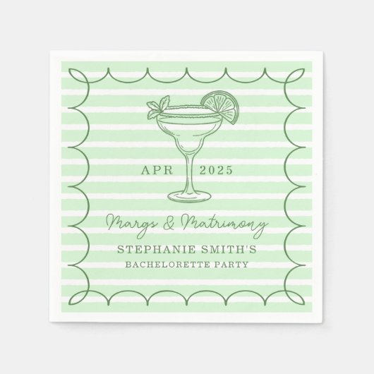 Green Margs and Matrimony Bachelorette Party  Servet (Voorkant)