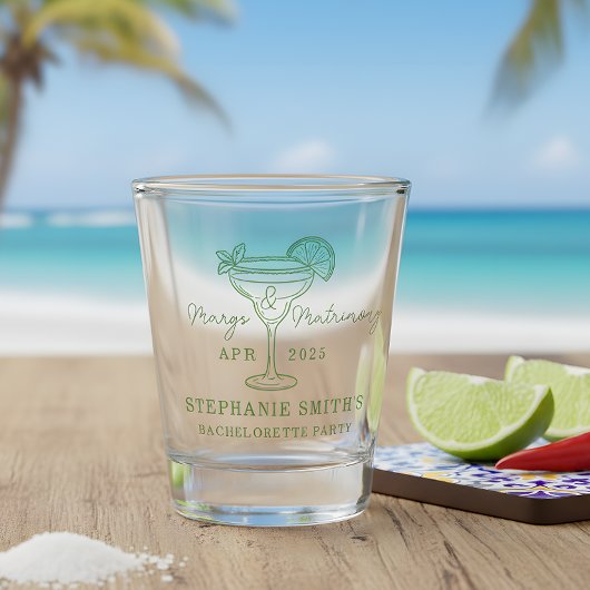Green Margs and Matrimony Bachelorette Party  Shot Glas