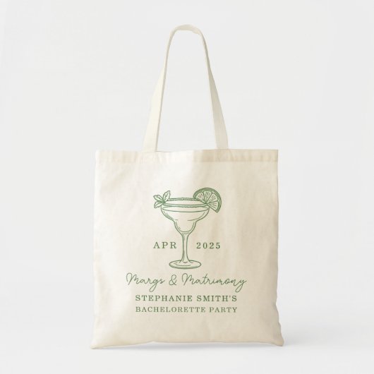 Green Margs and Matrimony Bachelorette Party  Tote Bag (Voorkant)