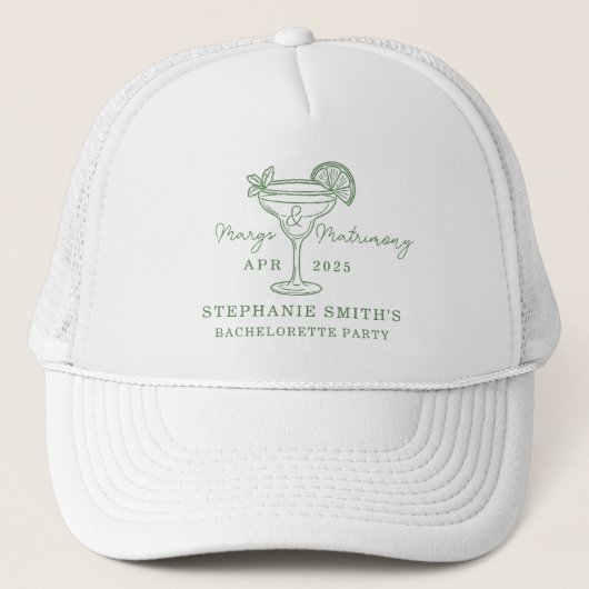 Green Margs and Matrimony Bachelorette Party  Trucker Pet (Voorkant)