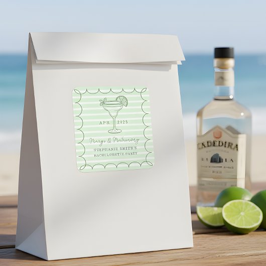 Green Margs and Matrimony Bachelorette Party  Vierkante Sticker