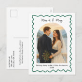 Green Married and Merry First Christmas Photo Feestdagenkaart (Voorkant / Achterkant)