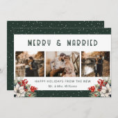 Green Married Newlywed Botanical Photo Feestdagenkaart (Voorkant / Achterkant)