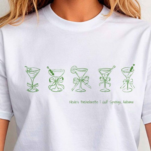 Green Martini Bachelorette Hoesje-up of slaap T-shirt