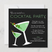 Green Martini Cocktail Party Invitation Kaart (Voorkant)