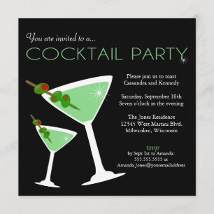 Green Martini Cocktail Party Invitation Kaart