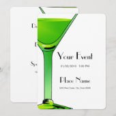 Green Martini Cocktails Invitation Sjabloon Kaart (Voorkant / Achterkant)