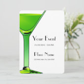 Green Martini Cocktails Invitation Sjabloon Kaart (Staand voorkant)