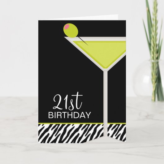 Green Martini en Zebra Pattern Kaart (Voorkant)