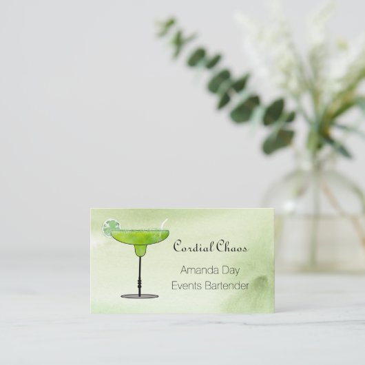 Green Martini Glass with Fruit Business Card Visitekaartje (Staand voorkant)