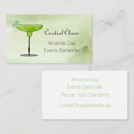 Green Martini Glass with Fruit Business Card Visitekaartje (Voorkant / Achterkant)