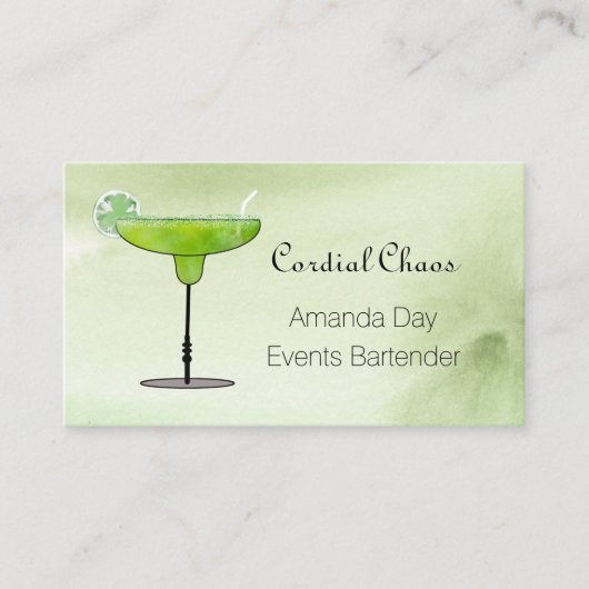 Green Martini Glass with Fruit Business Card Visitekaartje (Voorkant)