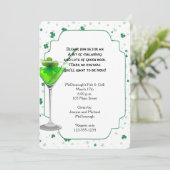 Green Martini St. Patricks Day Party Invitation Kaart (Staand voorkant)