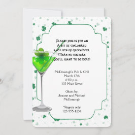 Green Martini St. Patricks Day Party Invitation Kaart