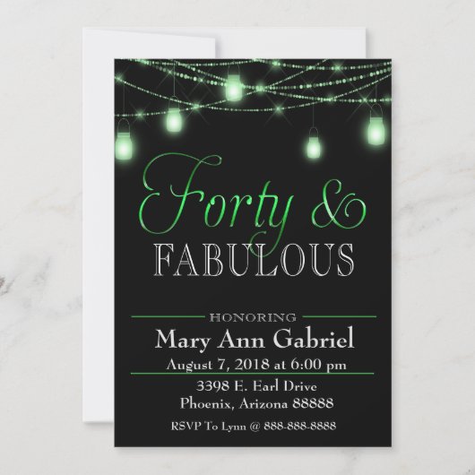 Green Mason Jars 40e verjaardagsfeestje Uitnodigen Kaart (Voorkant)