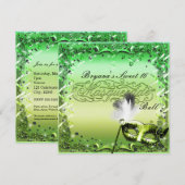 Green Masquerade Mask Elegant Ball Party Kaart (Voorkant / Achterkant)