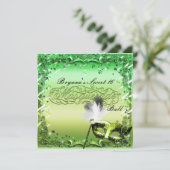 Green Masquerade Mask Elegant Ball Party Kaart (Staand voorkant)