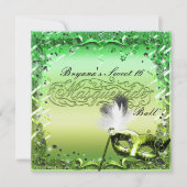 Green Masquerade Mask Elegant Ball Party Kaart (Voorkant)