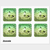 Green Masquerade Mask Elegant Ball Party Vierkante Sticker (Vel)