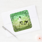 Green Masquerade Mask Elegant Ball Party Vierkante Sticker (Envelop)