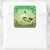 Green Masquerade Mask Elegant Ball Party Vierkante Sticker (Tas)