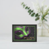 Green Masquerade RSVP-Visitekaartjes Informatiekaartje (Staand voorkant)